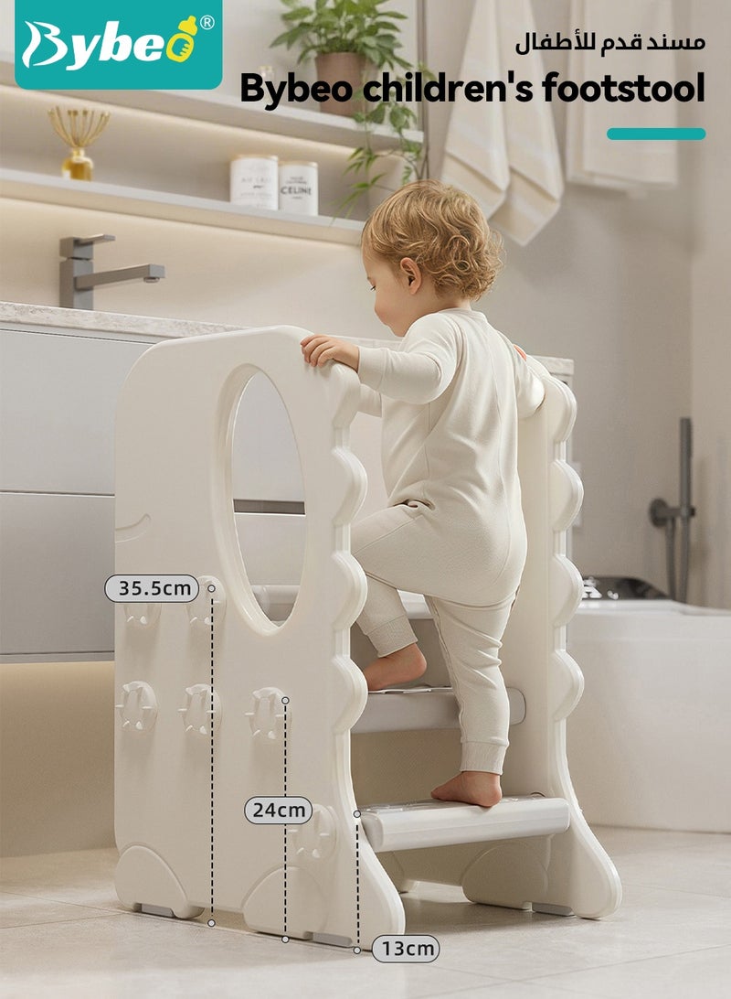 Bybeo Kids Step Stool, Toddler Step Stool, Toilet Steps Potty Training Stool, Adjustable Children Step Ladder, 3 Step Standing Tower with Handles and Non-Slip Pads, for Bathroom Sink Kitchen Counter - Image 2